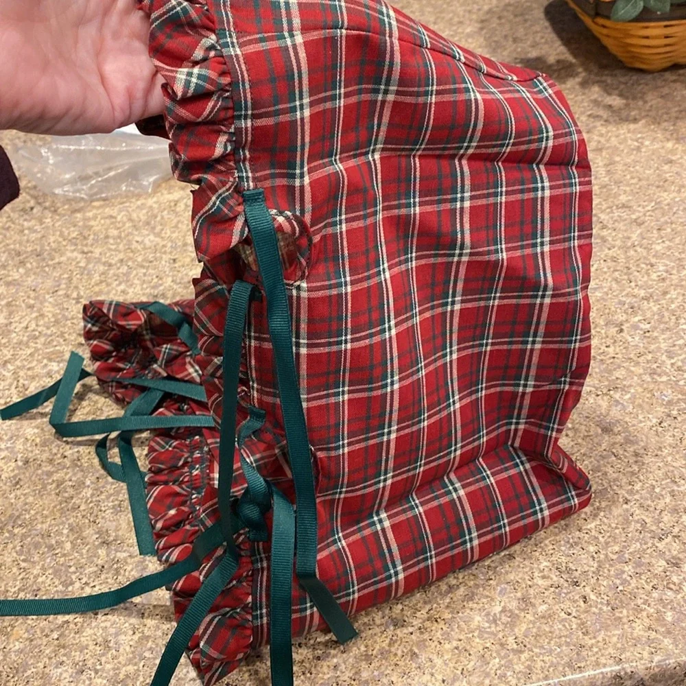 Longaberger Cake Plaid Tidings Fabric Basket Liner 20125 Ribbon (Liner Only)